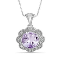 Jewelersclub Carat T.G.W. Ružičasti ametist i bijeli dijamantni naglasak srebrni privjesak, 18