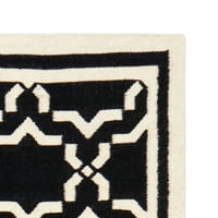 Geometrijska prostirka za trčanje od marokanske vune, Crna slonovača, 2'6 6'