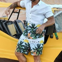 Odijela za muškarce modni ležerni vrhovi s ovratnikom s kratkim rukavima s printom kratke hlače Havajska plaža