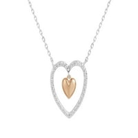 2Tone Sterling Silver Diamond Heart Ogrlica