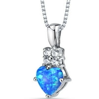 CT Oblik srca stvorio je plavu ogrlicu privjeska u Sterling Silver, 18