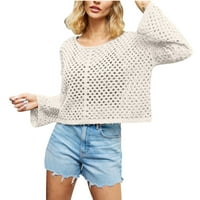 Džemperi s dugim rukavima za žene ženski modni seksi pleteni džemper bez leđa ženski prozirni Slatki jesenski pulover udobni džemperi