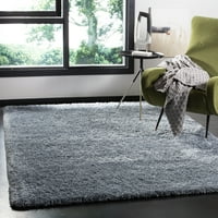 Jednobojni plišani tepih od paperja, Plava, 6'7 6'7 Trg