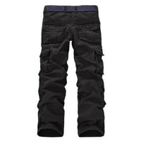 Muške teretne hlače BBC jednobojne hlače ravnih nogavica široke casual sportske hlače Crna 38