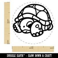 Sramežljiva kornjača koja se skriva u ljusci, Samobojni gumeni pečat za žigosanje tintom-ljubičasta tinta-Srednja