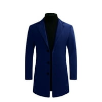 A. M. / Plus size rasprodaja jesen-zima novi stil Plus Pamuk Jednobojni vuneni Muški kaput s reverom Mornarsko plava jakna