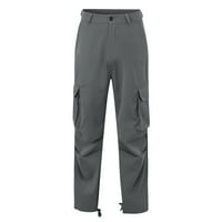 Teretne hlače za muškarce, obične vanjske ravne fitness hlače, hlače s elastičnim strukom i džepovima