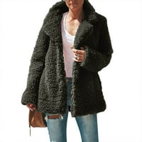 Ženski trenč kaputi, Ženske modne zimske obične jakne-džemperi s dugim rukavima od pliša, vrhovi