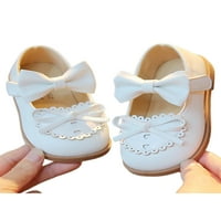 Dječje sandale s remenom za gležanj, princezine cipele, školske cipele, ravne plesne cipele, vjenčane neklizajuće, s mašnom, bijele