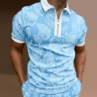 Muške polo majice s odbijenim ovratnikom do koljena s kratkim rukavima s cvjetnim printom majice s patentnim zatvaračem mekane majice