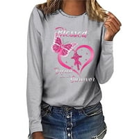 Rasprodaja ženskog Top-a za rak dojke majica s dugim rukavima pulover bluza u srebrnoj boji