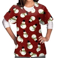 Bluze za žene Plus size ženske casual majice Plus Size S kratkim rukavima od 2 inča s izrezom u obliku slova u, kombinezoni s božićnim