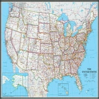 Sjedinjene Države, SAD klasična zidna karta SAD plakat zidna slika laminirana