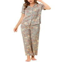 Jedinstveni prijedlozi Ženski pidžama setovi od svile kratkih rukava s cvjetnim satenskim hlačama