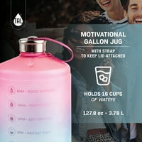 Motivacijska boca vode od galona, ružičasti ombre