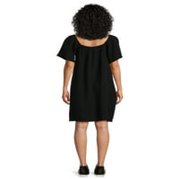 Time i TRU ženska teksturirana mini haljina s kratkim rukavima, veličine xs-xxxl