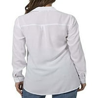 Ženska bluza u A-listi košulje Dugih rukava vrhovi s reverom široka košulja od tunike uredska bijela 2 a-lista
