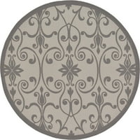 Jedinstvena vrata za tkalački stan Unutarnji vanjski botanički tepih Siva Srebrna 6 '1 s okruglim obrubom tradicionalna je savršena