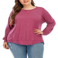 Ženska plus veličina bočna bočna ruka podijeljena ležerna tunika gornji okrugli vrat labave majice bluze
