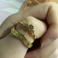 Biplut Ženska moda V-oblika vještački dijamant Encrusted Vjenčani prsten, Nakit poklon