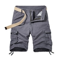 Muške teretne kratke hlače Plus Size, Muški Casual Jednobojni džepovi s patentnim zatvaračem i gumbima, skraćene teretne kratke hlače