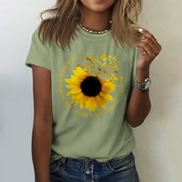 Ženske ljetne majice kratkih rukava s okruglim vratom Ležerne široke majice od suncokreta u menta zelenoj boji 3 inča