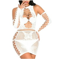Ženska Moda Plus size žensko modno seksi prozirno donje rublje Uniforma zavodljiva mrežasta spavaćica u bijeloj boji