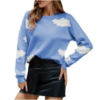 Ženski široki pulover, džemper u oblaku, majice s dugim rukavima, Majica, džemper s okruglim vratom, 98-488962