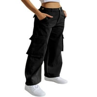 Ženske široke Ležerne traper hlače visokog struka, široke, prevelike, velike veličine, vanjske teretne hlače za dečka s džepovima