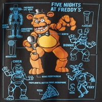 Pet noći na Freddyjevom dijagramu igre s kratkim rukavima grafički majica