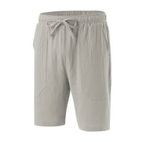 Muške kratke hlače Sezona: proljeće-ljeto, jednobojne, pamuk i lan, labave, Plus size, modne kratke hlače za plažu s džepovima, sive;