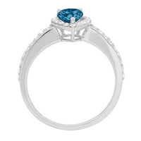 0. karatni dijamant u obliku kruške s prirodnim londonskim plavim topazom od bijelog zlata od 14 karata s umetcima prsten od 9,75