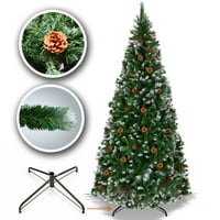 Umjetno božićno drvce od 7,5 m s vrhovima prekrivenim snijegom, šišarkama i čeličnim postoljem-neosvijetljeno