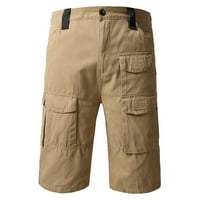 Muške Bermuder kratke hlače za muškarce, teretne kratke hlače, Ležerne jednobojne trenirke s puno džepova, ravne trenirke s cijevima,