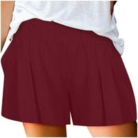 Ženske Ležerne ljetne kratke hlače jednobojne Ležerne ljetne kratke hlače s visokim strukom u vinskoj boji
