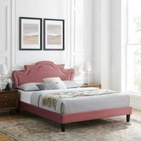 Baršunasti bračni krevet u bojama prašnjave ruže