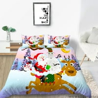 Set prekrivača za poplune domaća posteljina s printom Sretan Božić prekrivači za poplune s jastukom za posteljinu, e-mail
