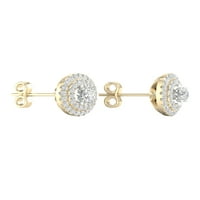 Imperial CT TDW Diamond 10k Yellow Gold Halo Stud Naušnice