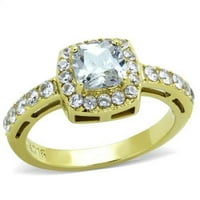 Zlatni prsten od nehrđajućeg čelika od nehrđajućeg čelika s kubičnim cirkonijskim cirkonima razreda 5 prozirne veličine