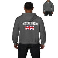 A. M.-muška majica, pulover s patentnim zatvaračem, veličina do 5 inča-Velika Britanija, zastava Velike Britanije