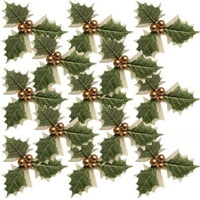 Božićne umjetne zlatne bobice božikovine sa zelenim lišćem za ukrašavanje vjenčanih božićnih vijenaca