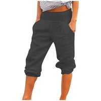 Ženske Capri hlače od Aussie, elegantne Ležerne rastezljive hlače s visokim strukom od pamuka i lana, ljetne udobne sportske hlače