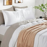Satenske jastučnice s patentnim zatvaračem, Set jastučnica kraljevske veličine, bijela svilena jastučnica za kosu i kožu