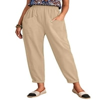 Ženske ljetne uske hlače s elastičnim pojasom i prednjim džepom, jednobojne Harem hlače, Ležerne hlače