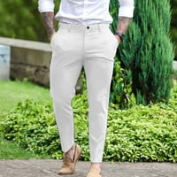 Muške casual sportske hlače od pamuka s debelim džepovima, višebojne higijenske hlače velike veličine, bijele