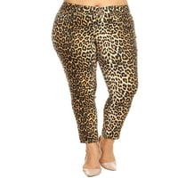 Ženske traperice Plus Size s leopard printom