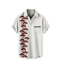 Muške slatke košulje s printom gljiva, majice s džepovima, grafičke majice s printom od 3 a, bluza s gumbima s reverom, majice običnog