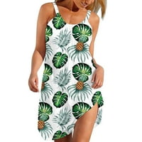 Haljine Za plažu za žene ljetne haljine za žene ženske ljetne haljine bez rukava s printom s okruglim vratom seksi sundress Ležerne