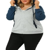 Jedinstvene ponude za žensku plus veličinu u boji blok zip up hoodie casual jakna s džepom