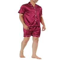 Jedinstvene ponude muške odjeće za spavanje kratki rukavi i hlače satenski pidžama set